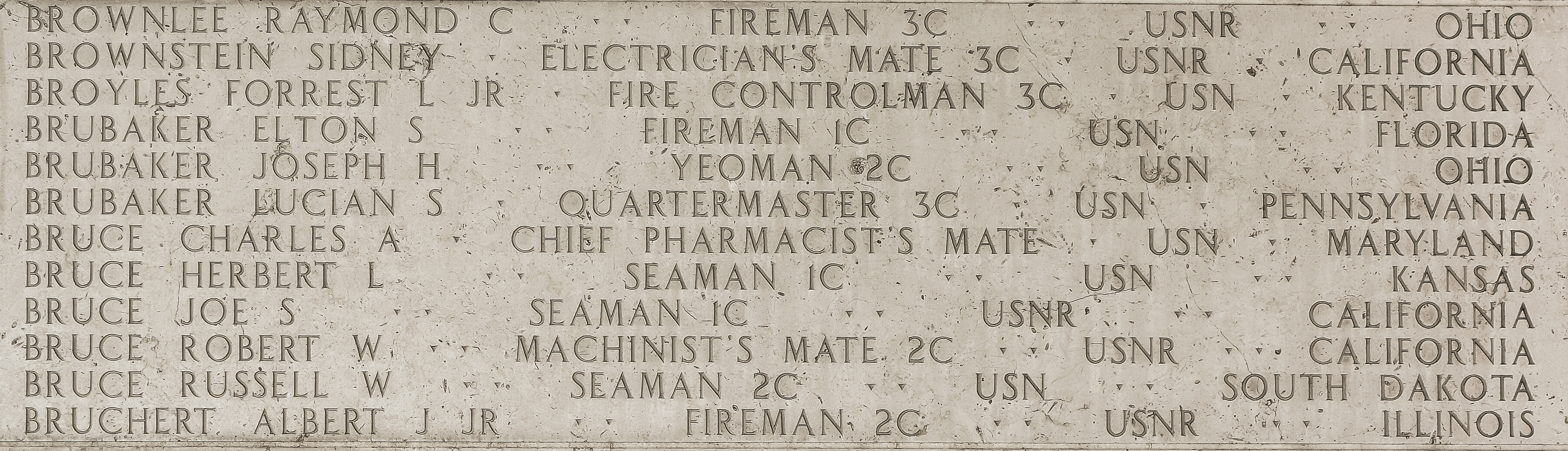 Albert J. Bruchert, Fireman Second Class